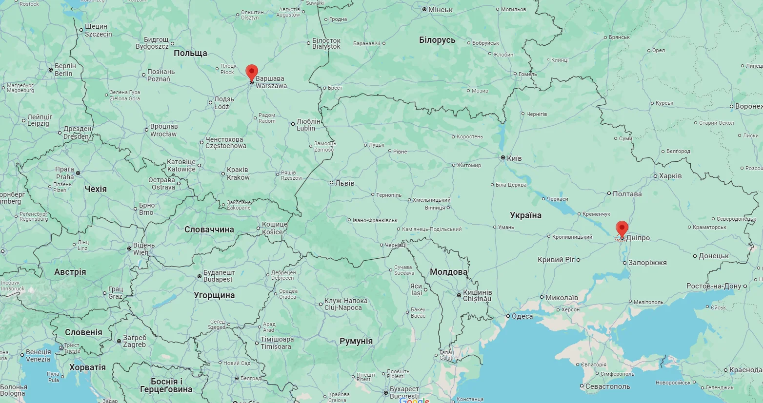 Мапа адресів магазинів