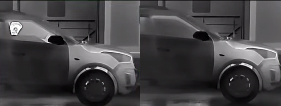 Об'єкт прихований за склом Вид тепловізора за склом